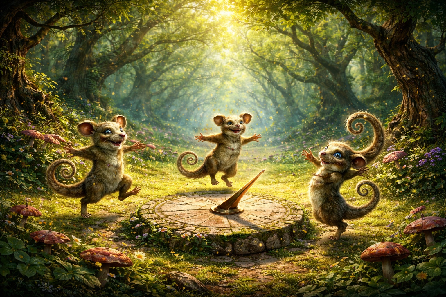 It was late afternoon, and the graceful-slimy badger-lizard-corkscrew creatures were spinning and burrowing around the grassy area surrounding a sundial.
